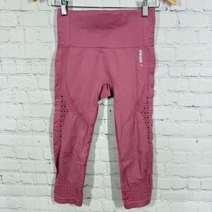 Gymshark Crop Leggings Women Large Pink Eyelet High Waist Control Athletic